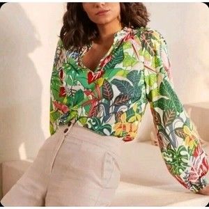 Boden Multicolor Tropical Print Blouse